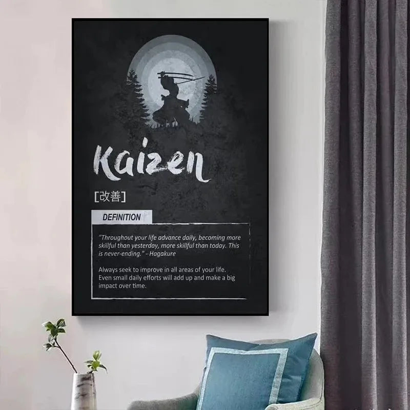 Japanese Success Concepts Inspirational Offer Poster Kaizen Oubaitori Ikigai Asian Spirit Canvas Prints Wall Picture Home Decor