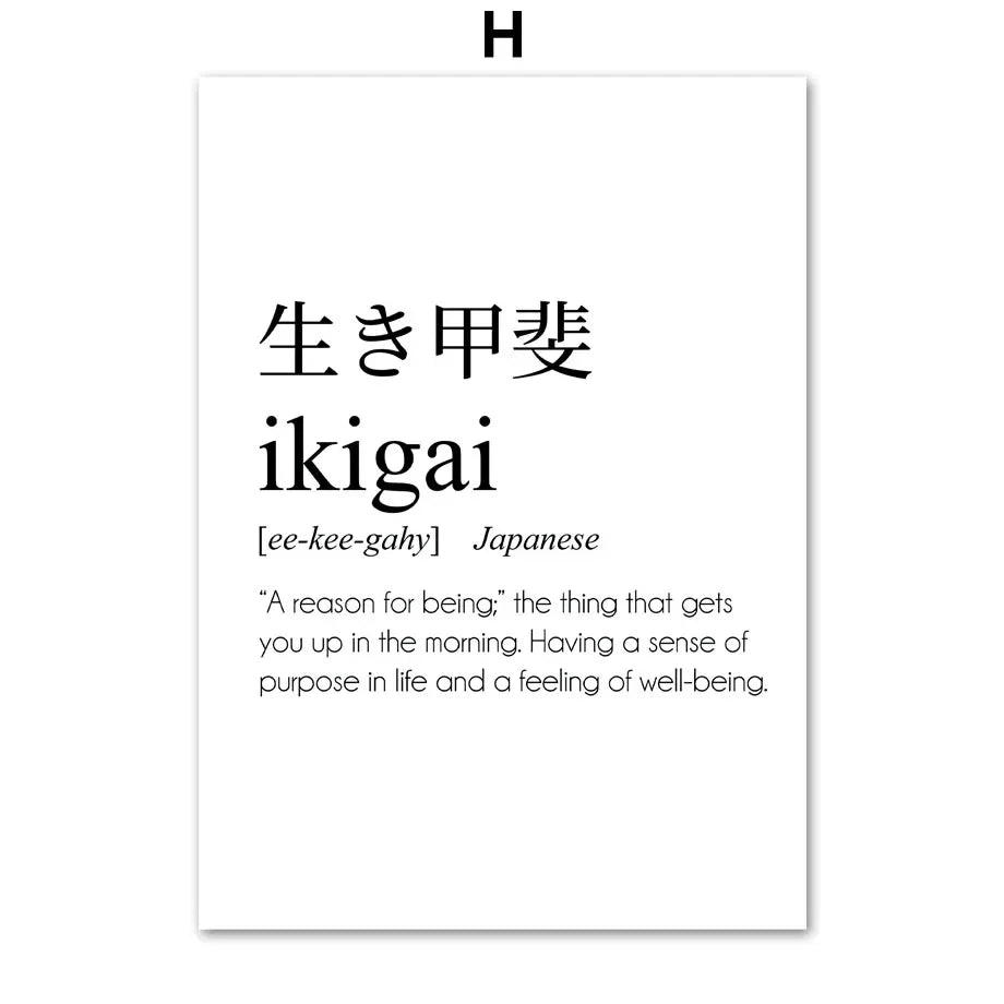Japanese Calligraphy Ukiyo Ikigai Wabi-Sab Wall Art Canvas Painting Nordic Posters and Prints Wall Picture for Living Room Decor