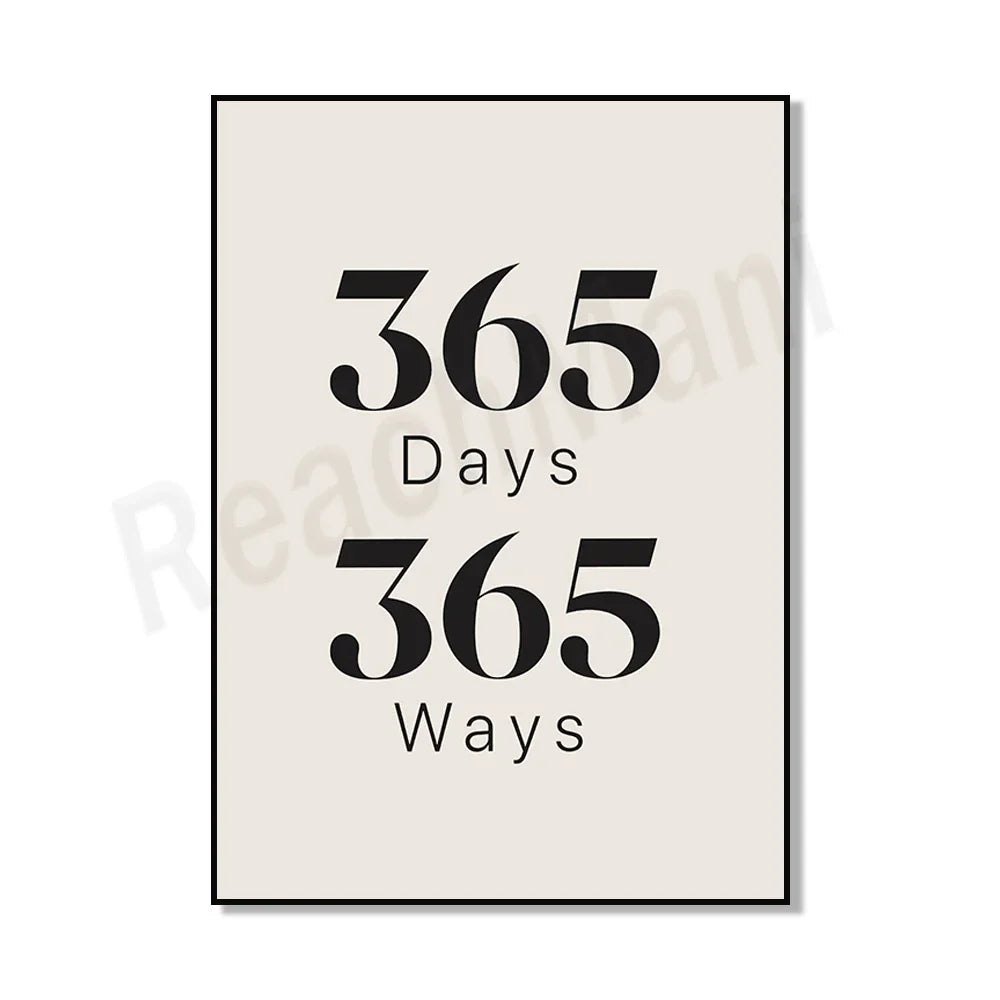 365 Days 365 Ways Motivational Quote Poster, Japanese Quote, Quote, Minimalist Yugen, Ikigai, Ukiyo Home Wall Art Poster