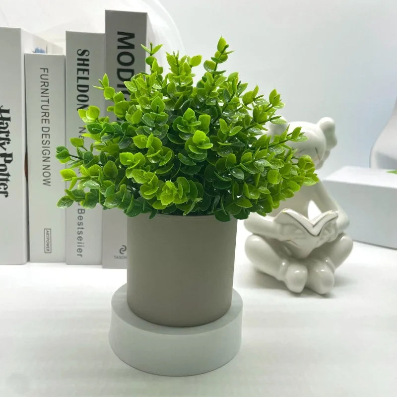 Green Artificial Plants Bonsai Small Simulated Plants Fake Flowers Office Table Potted Desk Ornaments Home Office Garden Decor