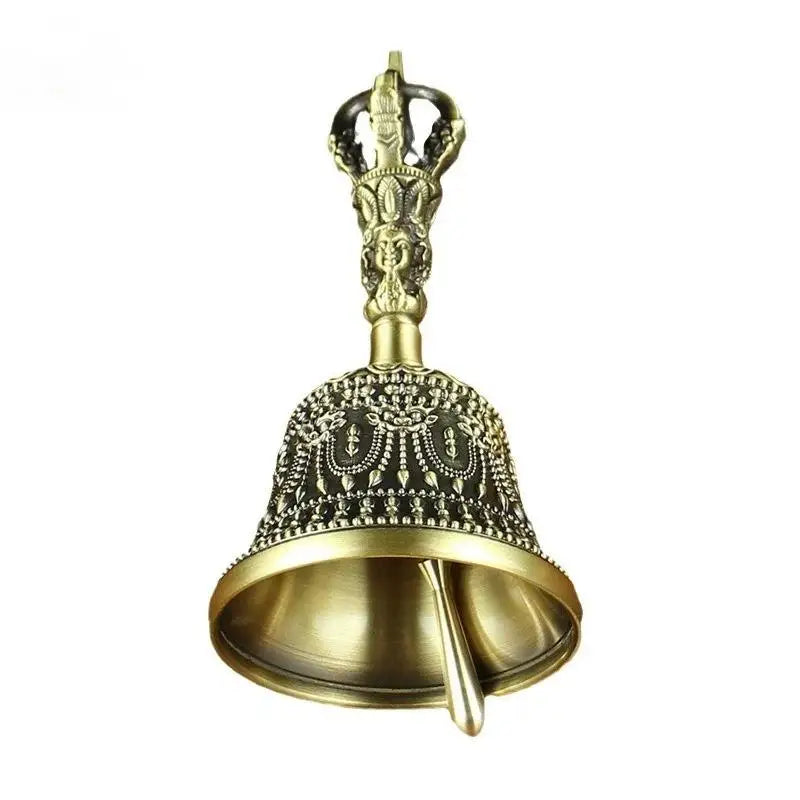Nepal Brass Tibetan Bell Handmade Vajra Bell and Pestle Set Buddhist Tibetan Chimes Meditation Tool Sound Healing Instruments