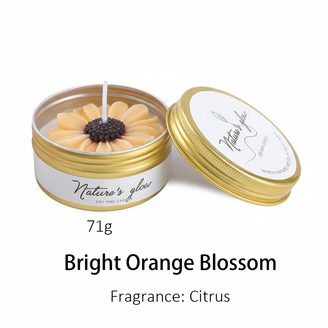 Chamomile Scented Candle Tin, Handmade Soy Wax Flower Candle, Smokeless Aroma Candle for Bedroom Decor, Romantic Gift for Women