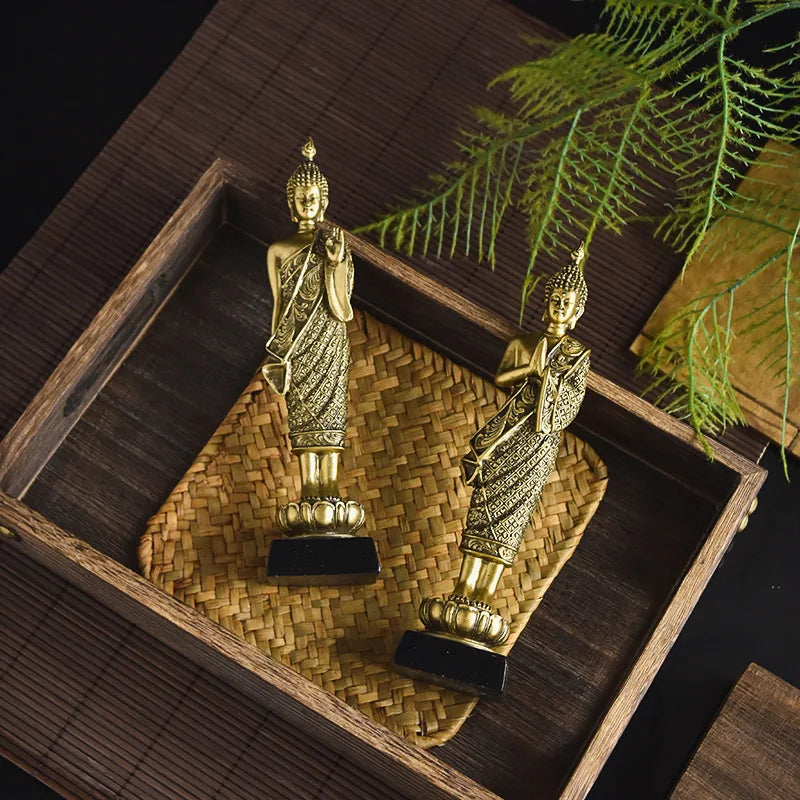 Buddha statue resin decorative items, standing Buddha, sitting Buddha, and Zen-inspired decorative items for the entrance hall