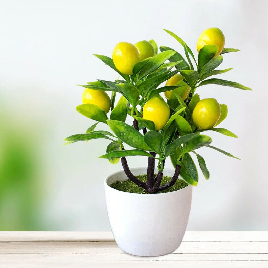 18CM Artificial Fruits Lemon Simulated Bonsai Home Decoration Potted Plant Living Room Ornament Fake Tree