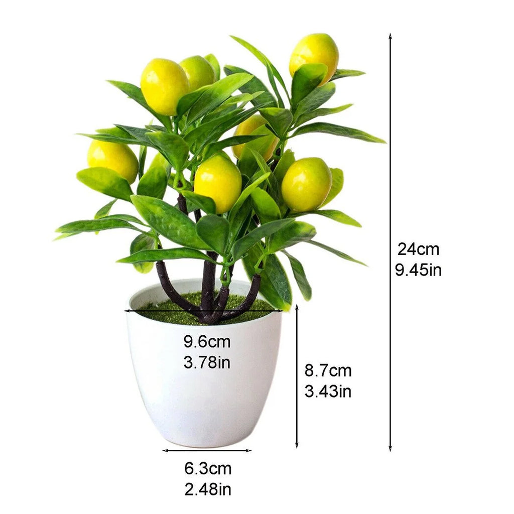 18CM Artificial Fruits Lemon Simulated Bonsai Home Decoration Potted Plant Living Room Ornament Fake Tree