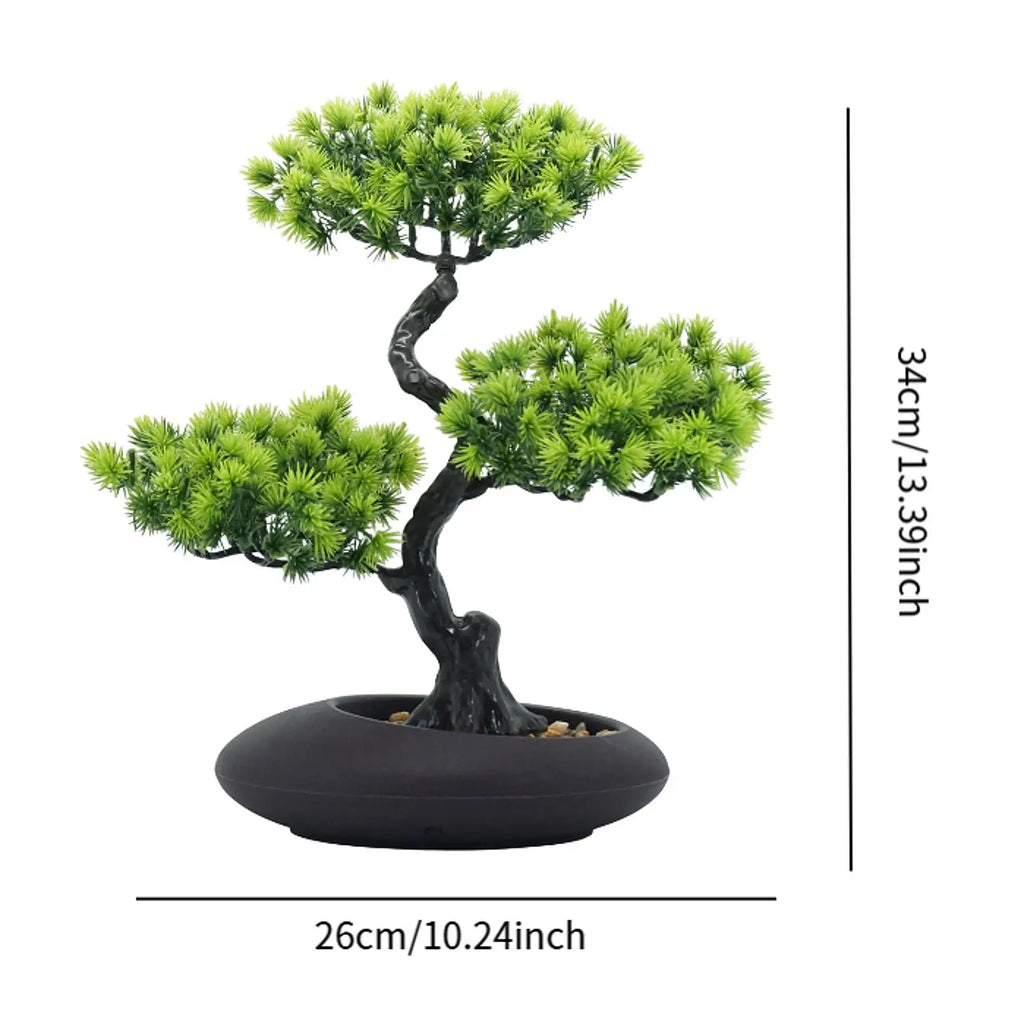 Artificial Potted Greeting Pine Lifelike for Kitchen Dining Room Lightweight Light Green Artificial Cedar Tree Bonsai Indoor Far