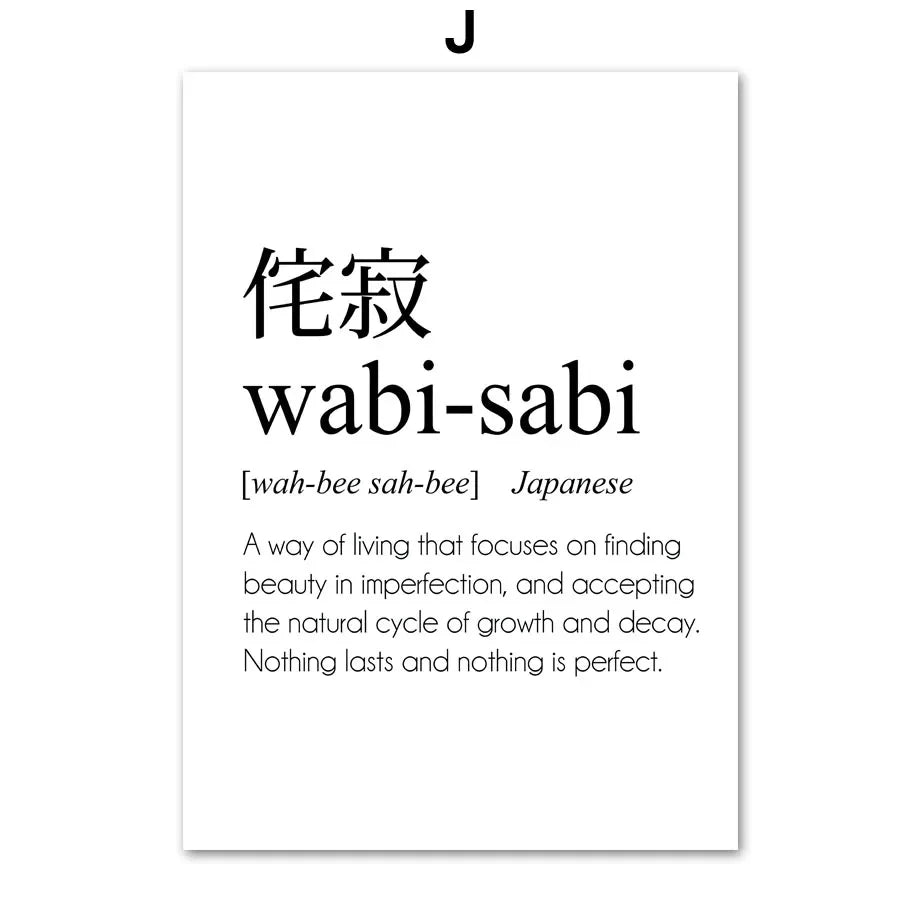 Japanese Calligraphy Ukiyo Ikigai Wabi-Sab Wall Art Canvas Painting Nordic Posters and Prints Wall Picture for Living Room Decor