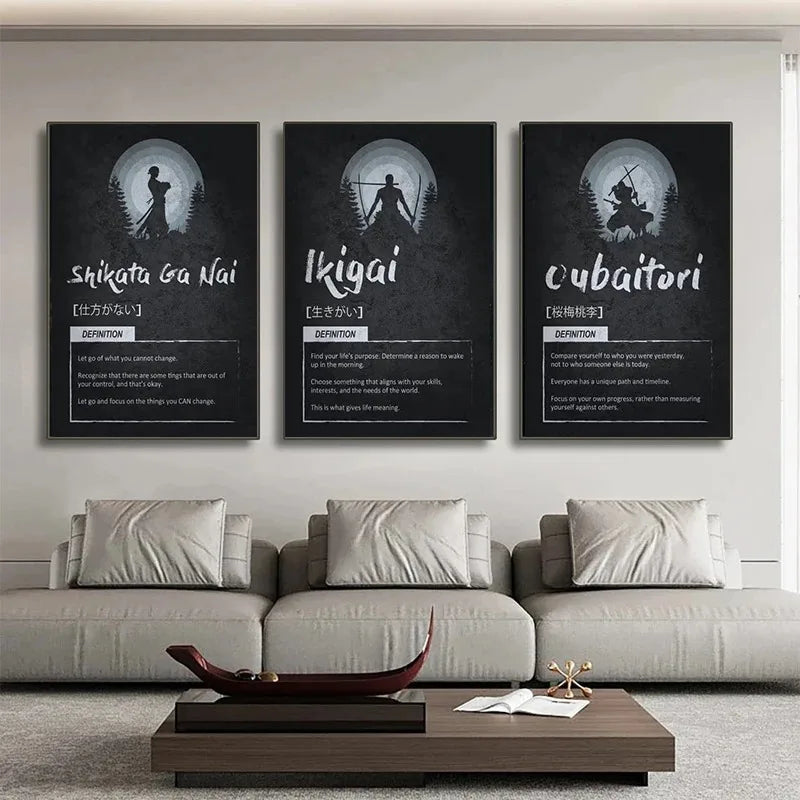 Japanese Success Concepts Inspirational Offer Poster Kaizen Oubaitori Ikigai Asian Spirit Canvas Prints Wall Picture Home Decor
