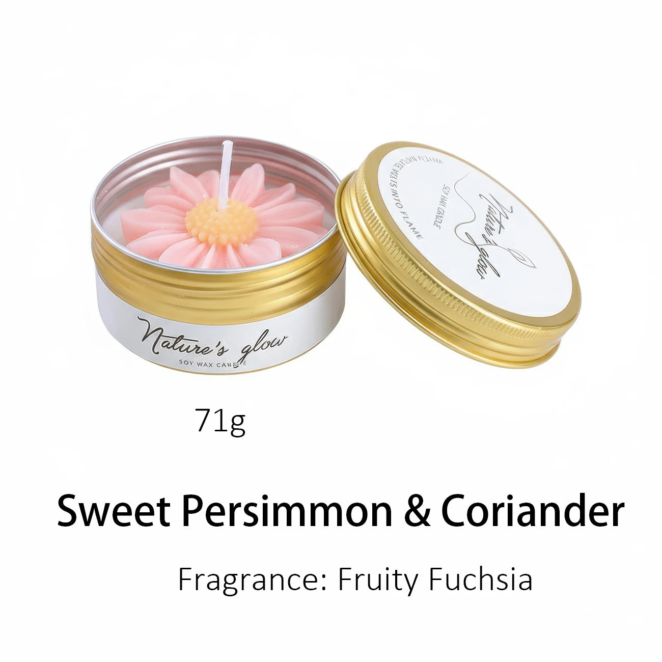 Chamomile Scented Candle Tin, Handmade Soy Wax Flower Candle, Smokeless Aroma Candle for Bedroom Decor, Romantic Gift for Women