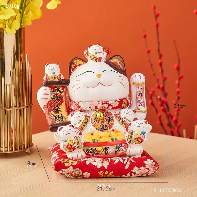 Ceramic Maneki Neko Lucky Cat Home Decor Waving Hand Cat Feng Shui Ceramic Fortune Cat Statue Kawaii Room Decor Accessories