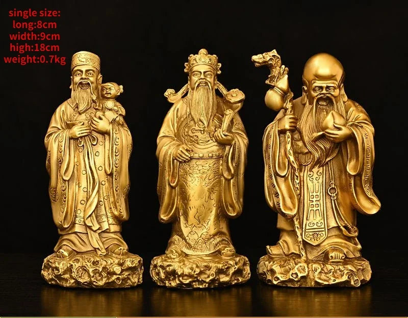 Pure Brass God of Fortune and Longevity God of Wealth Statue Longevity Star Nafu Home Decoration