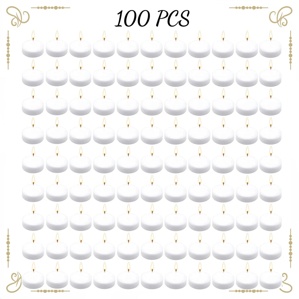 20-100pcs Floating Candles for Centerpieces Floating Pool Decorations for Wedding 1.7Inch 4Hours Burn Time Unscented Wax Discs