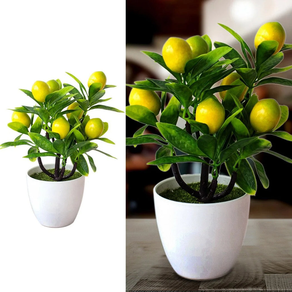 18CM Artificial Fruits Lemon Simulated Bonsai Home Decoration Potted Plant Living Room Ornament Fake Tree
