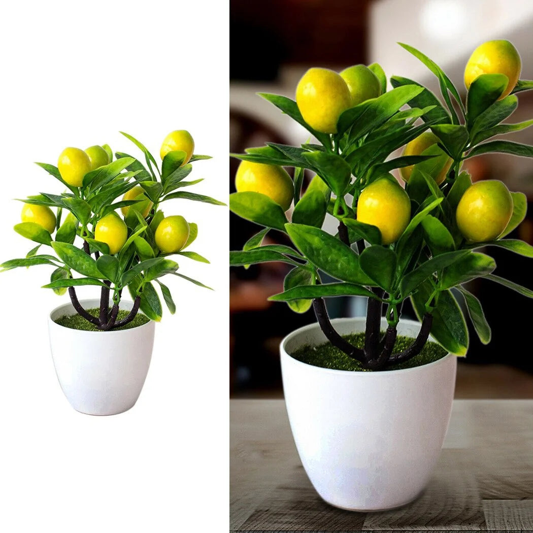 18CM Artificial Fruits Lemon Simulated Bonsai Home Decoration Potted Plant Living Room Ornament Fake Tree