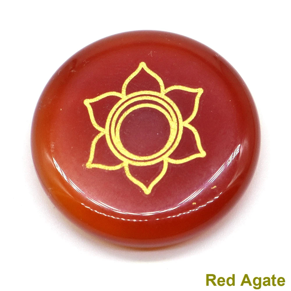 7 Chakra Natural Stone Healing Reiki Crystal Set Wicca Polished Energy Palm Pocket Gemstone Spiritual Products Meditation 25mm