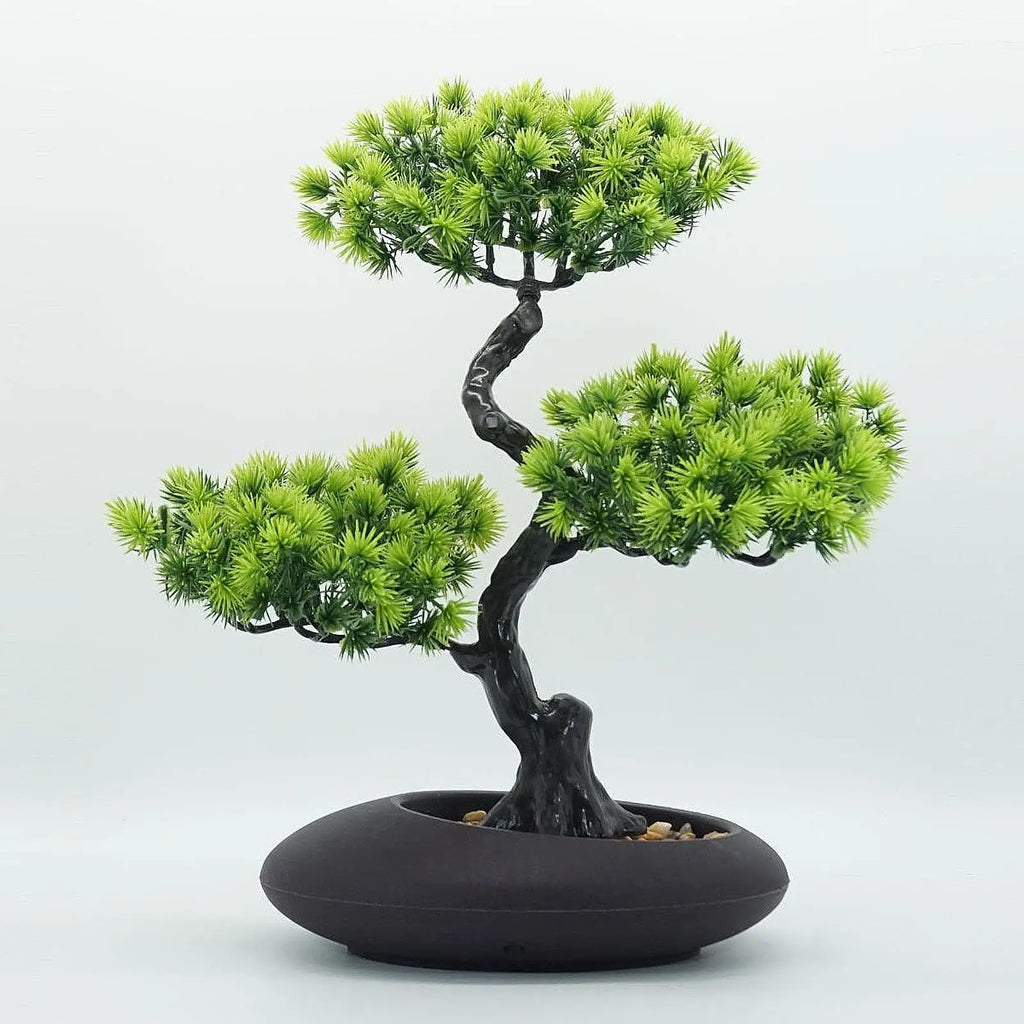 Artificial Potted Greeting Pine Lifelike for Kitchen Dining Room Lightweight Light Green Artificial Cedar Tree Bonsai Indoor Far
