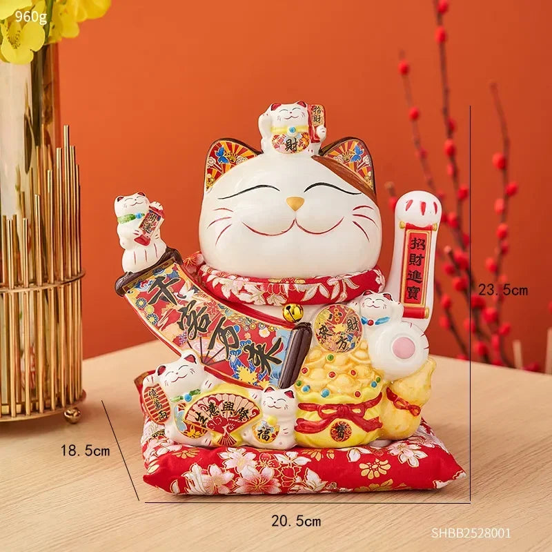 Ceramic Maneki Neko Lucky Cat Home Decor Waving Hand Cat Feng Shui Ceramic Fortune Cat Statue Kawaii Room Decor Accessories