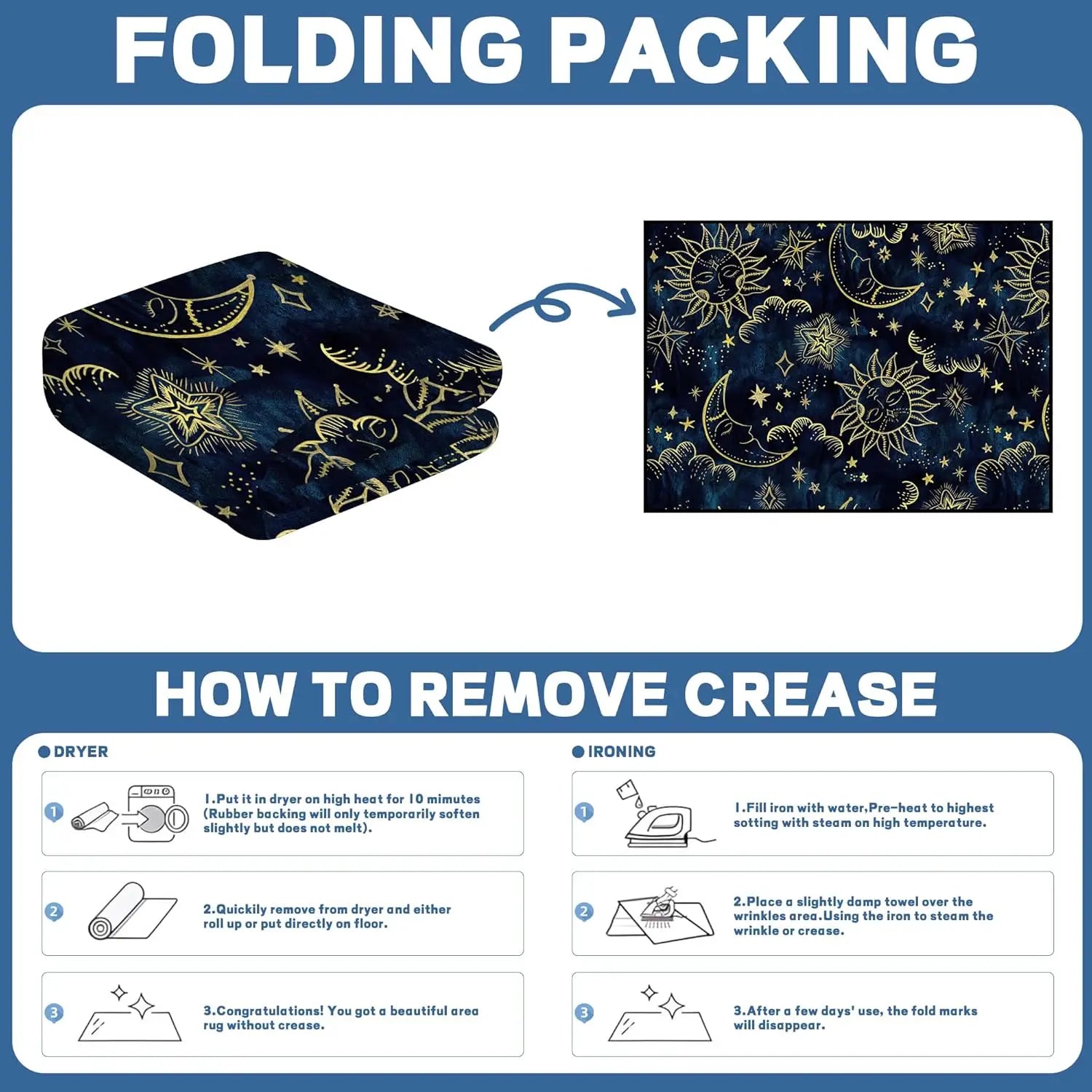 Star Rug Celestial Area Rugs for Girls Boys Women Bedroom Dorm Living Room Boho Sun and Moon Galaxy Floor Mat Pad Doormat Carpet