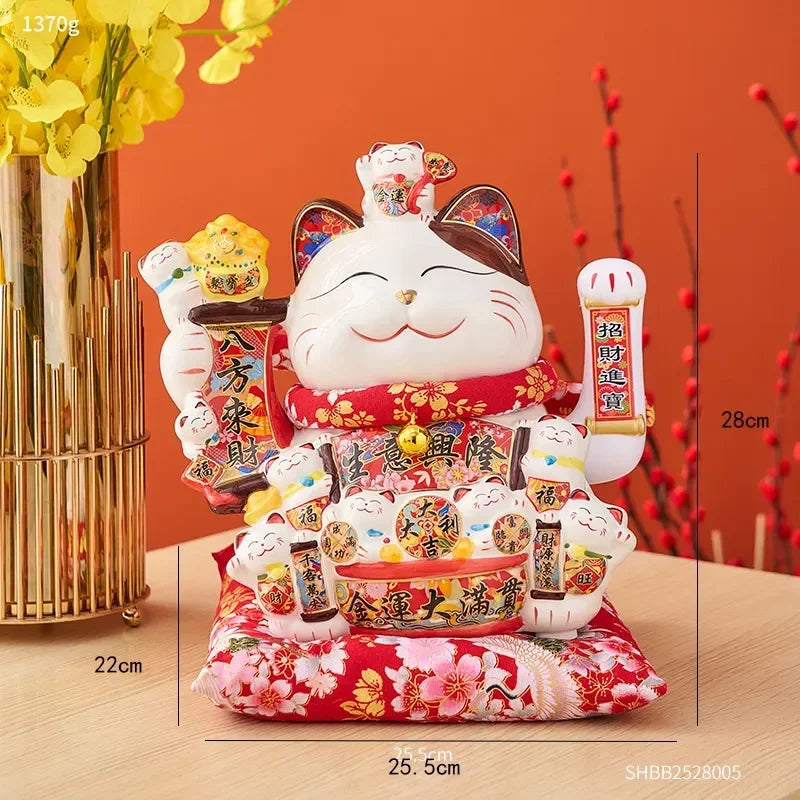 Ceramic Maneki Neko Lucky Cat Home Decor Waving Hand Cat Feng Shui Ceramic Fortune Cat Statue Kawaii Room Decor Accessories
