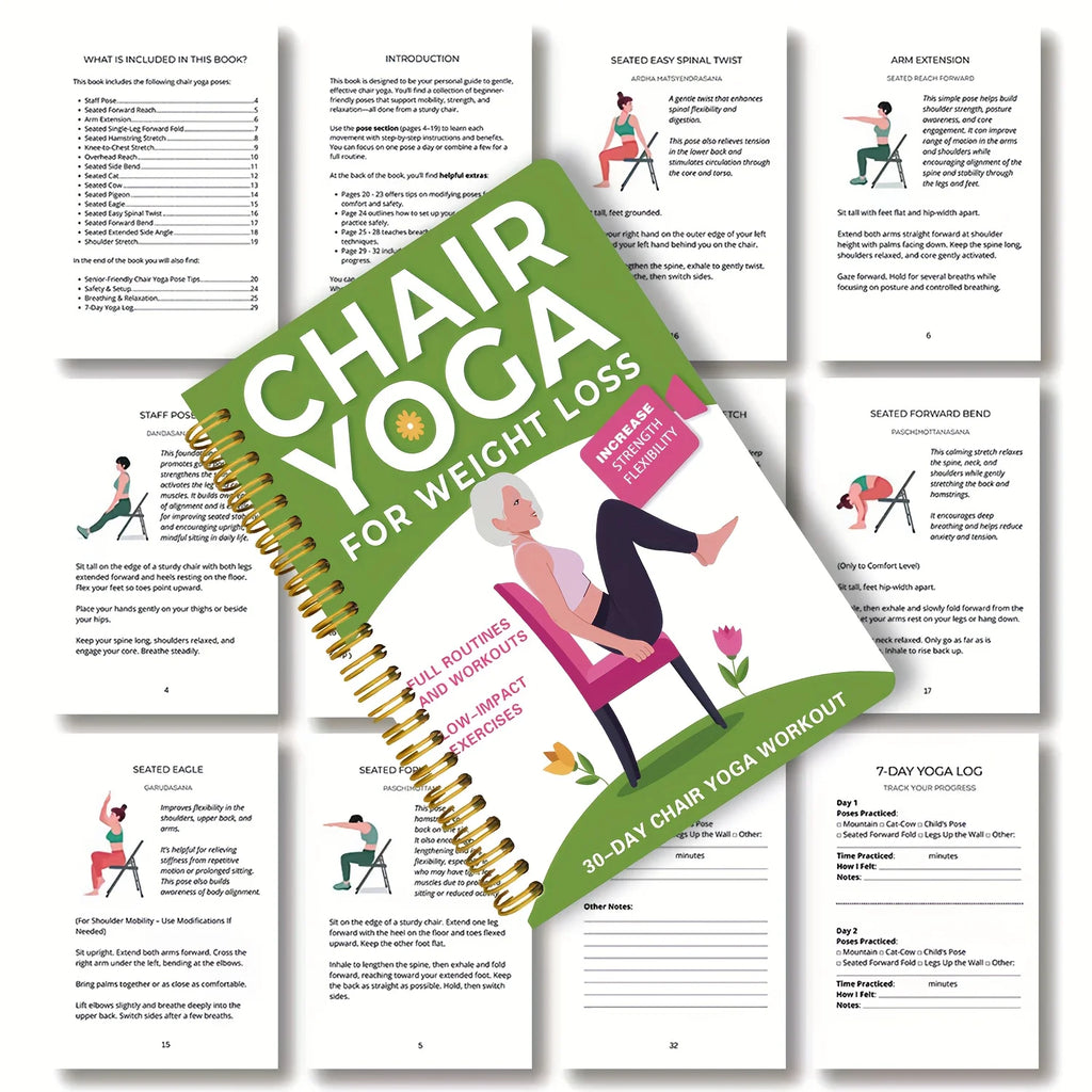 Chair Yoga Guide for Weight Loss, Muscle Strengthening & Flexibility - Beginner-Friendly Workout Suitable for Seniors and Adults