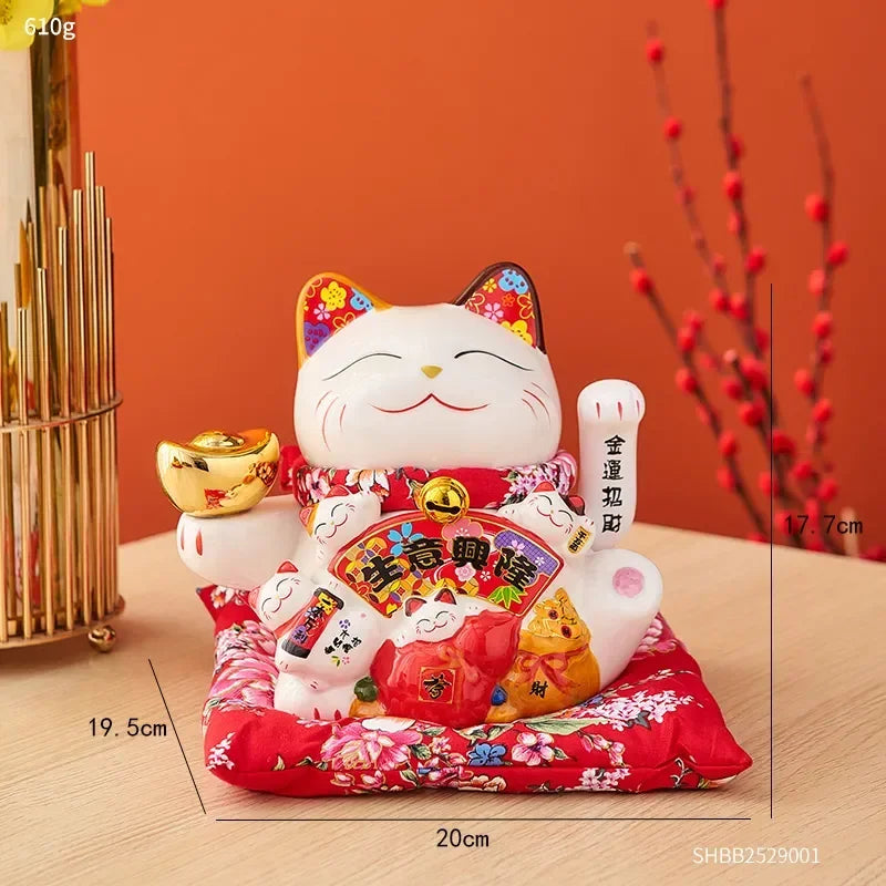Ceramic Maneki Neko Lucky Cat Home Decor Waving Hand Cat Feng Shui Ceramic Fortune Cat Statue Kawaii Room Decor Accessories