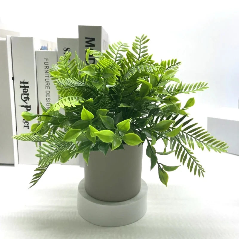 Green Artificial Plants Bonsai Small Simulated Plants Fake Flowers Office Table Potted Desk Ornaments Home Office Garden Decor