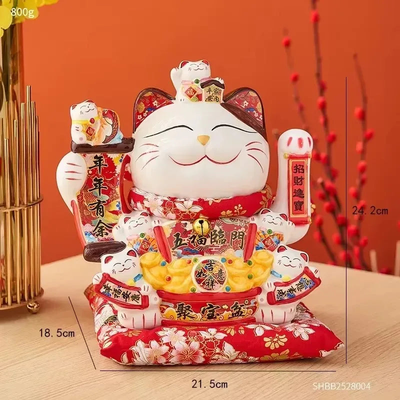 Ceramic Maneki Neko Lucky Cat Home Decor Waving Hand Cat Feng Shui Ceramic Fortune Cat Statue Kawaii Room Decor Accessories