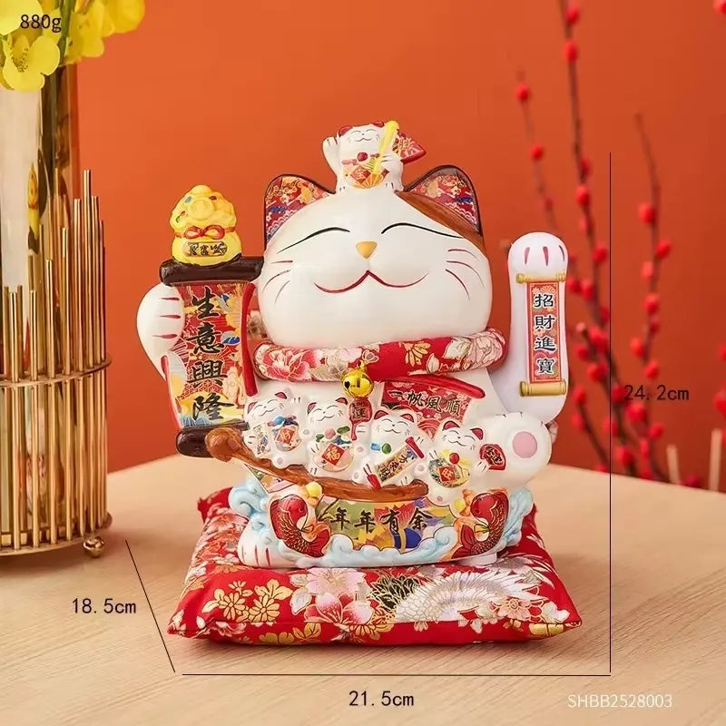 Ceramic Maneki Neko Lucky Cat Home Decor Waving Hand Cat Feng Shui Ceramic Fortune Cat Statue Kawaii Room Decor Accessories