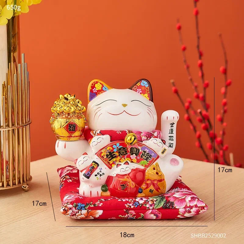 Ceramic Maneki Neko Lucky Cat Home Decor Waving Hand Cat Feng Shui Ceramic Fortune Cat Statue Kawaii Room Decor Accessories