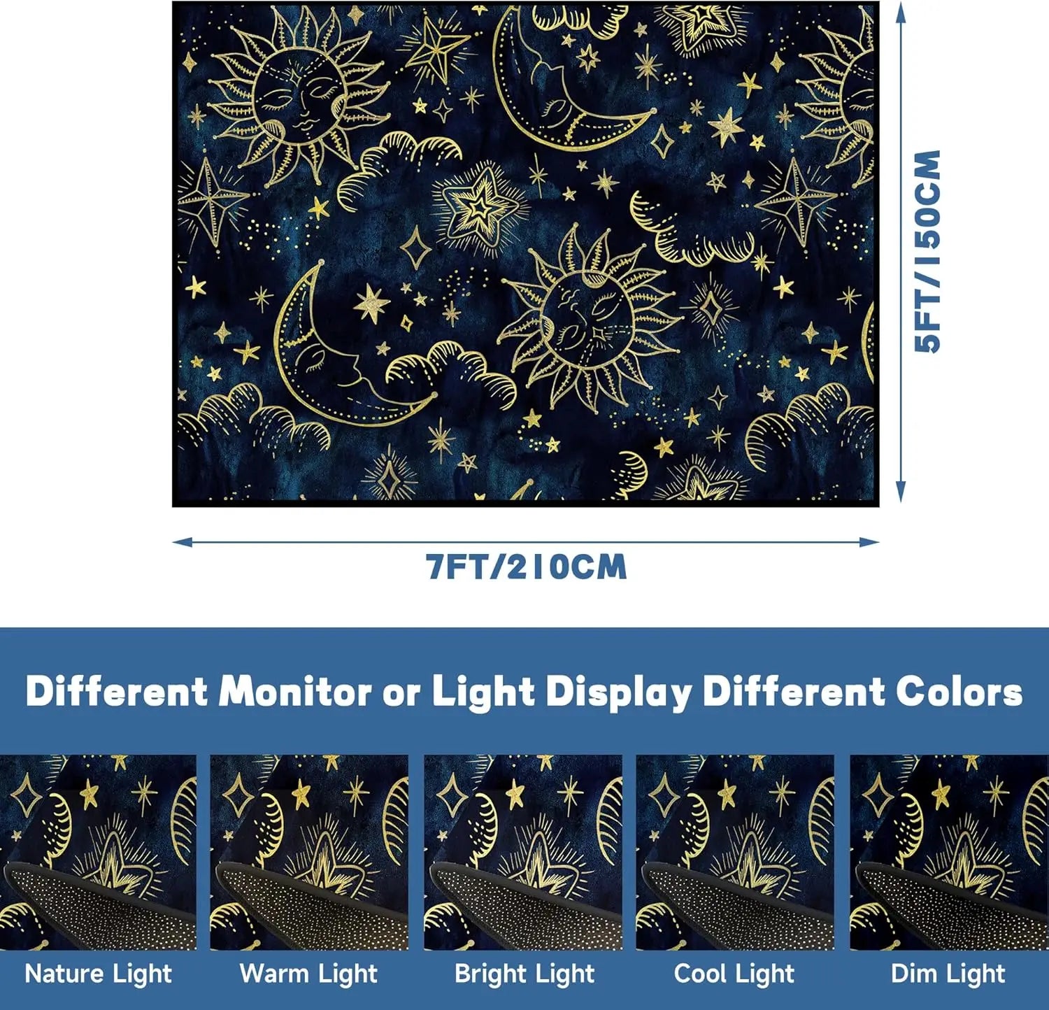 Star Rug Celestial Area Rugs for Girls Boys Women Bedroom Dorm Living Room Boho Sun and Moon Galaxy Floor Mat Pad Doormat Carpet